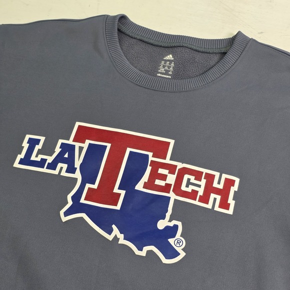 LA Tech Louisiana Bulldogs NCAA Adidas Climawarm Crewneck Sweatshirt Mens Sz 2XL - Picture 3 of 9